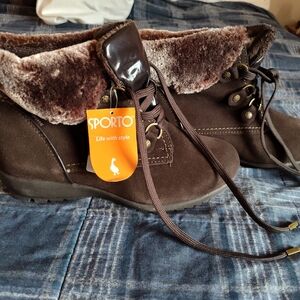 Sporto Dark Brown Ankle Boots with Faux Fur